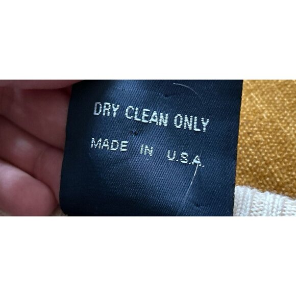 Vintage DEMETRE 100% Wool Knit Sweater Beige & Yellow Geometric Pattern Size XLa - Picture 12 of 12